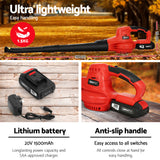 Giantz 20V Cordless Leaf Blower Garden Lithium Battery Electric Nozzles 2-Speed - 45-Degree Angle