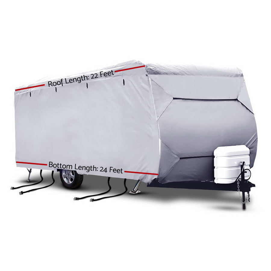 Weisshorn grey 4 layer polypropylene caravan cover for 22-24ft caravans, zipper door panels
