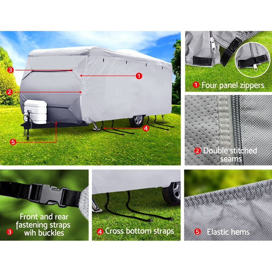 Weisshorn grey 4 layer polypropylene caravan cover for 22-24ft caravans, carry bag included
