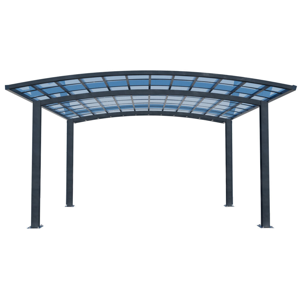 SHADE SHIELD Arched Double Carport 6.0m x 5.5m x 2.98m, Aluminium Alloy Frame, Polycarbonate Roof, S