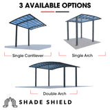 SHADE SHIELD Arched Double Carport 6.0m x 5.5m x 2.98m, Aluminium Alloy Frame, Polycarbonate Roof, S