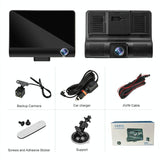Hd 1080P Car Dvr With 3-In-1 Function And Wide Angle Night Vision - 4 Inch - Side View
