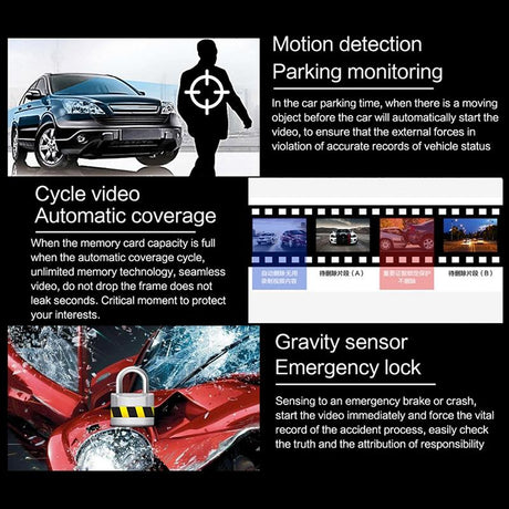4.3 Dual-Lens Hd Night Vision Driving Recorder With Parking Monitoring And Motion Detection - Vs6 Car-1915197245242871813