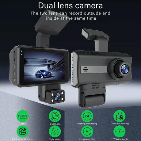 Hd Dual Camera Car Dash Cam With Infrared Night Vision-1922443445264322564