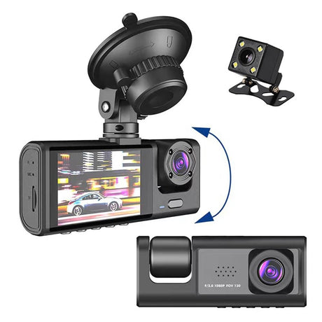 Hd Night Vision Car Driving Recorder With 3 Lenses-1915197563317915648
