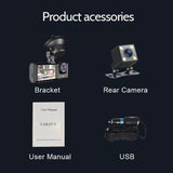 Hd Night Vision Car Driving Recorder With 3 Lenses - Low Angle