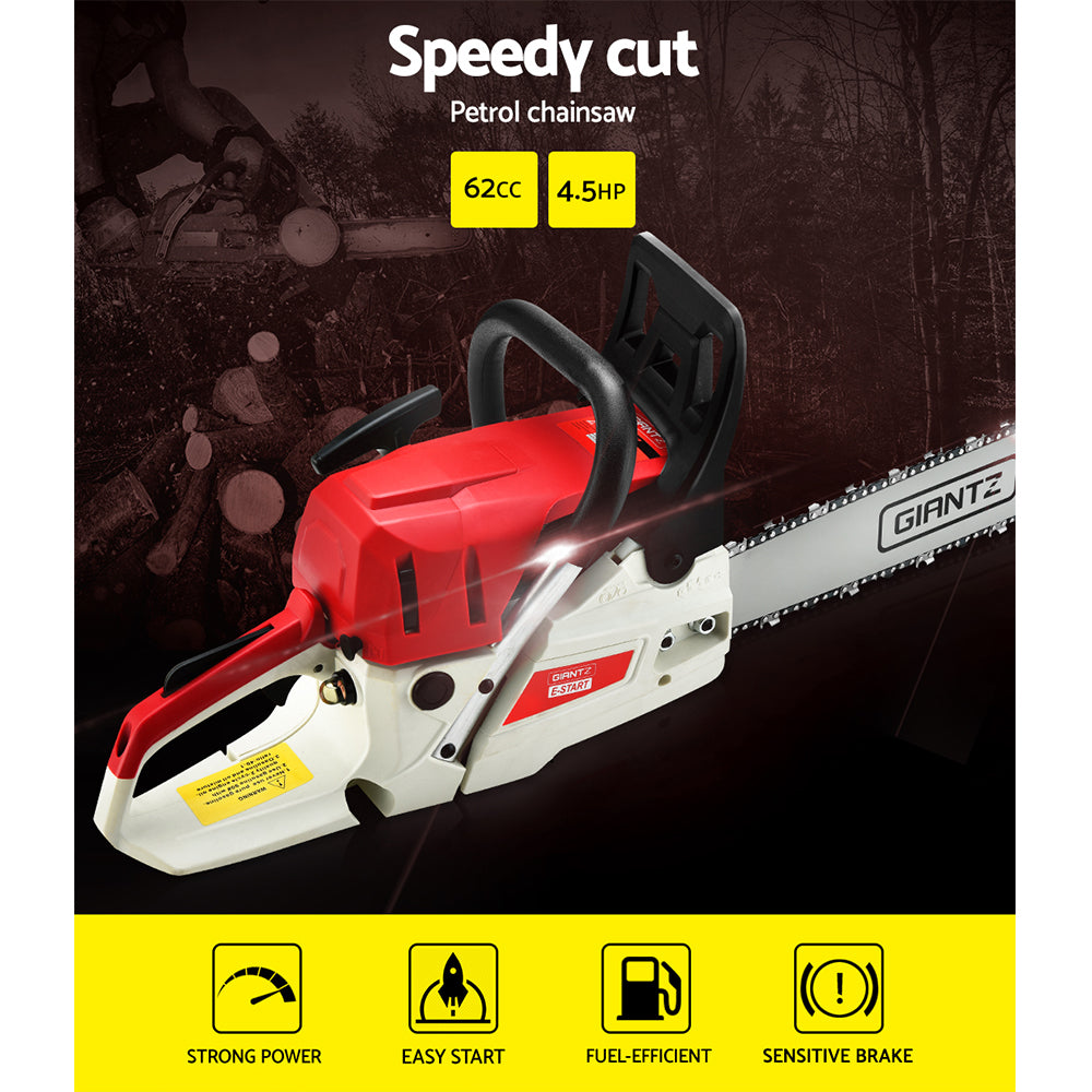 Giantz Chainsaw Petrol 62CC 20 Bar Commercial E-Start Pruning Chain Saw,Giantz Chainsaw Petrol 62CC 20 Bar Commercial E-Start Pruning Chain Saw 4.5HP