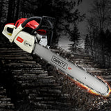 Giantz 65cc Petrol Chainsaw 24 Inch Bar Chain Saw Tree Pruner 2 Stroke E-Start - Close-Up Angle