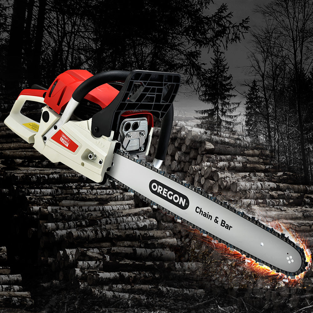 Giantz Chainsaw Petrol 52CC 20 Oregon Bar Commercial E-Start Pruning Chain Saw
