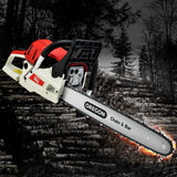 Giantz Chainsaw Petrol 52CC 20 Oregon Bar Commercial E-Start Pruning Chain Saw - Low Angle