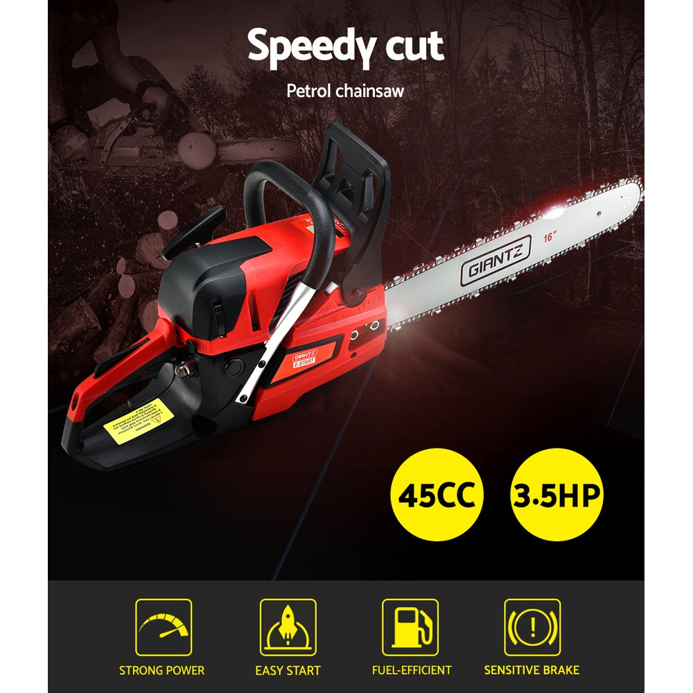 Giantz Chainsaw Petrol 45CC 16 Bar Commercial E-Start Pruning Chain Saw,Giantz Chainsaw Petrol 45CC 16 Bar Commercial E-Start Pruning Chain Saw 3.5HP