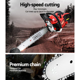 Giantz Chainsaw Petrol 45CC 16 Bar Commercial E-Start Pruning Chain Saw,Giantz Chainsaw Petrol 45CC 16 Bar Commercial E-Start Pruning Chain Saw 3.5HP - Close-Up Angle