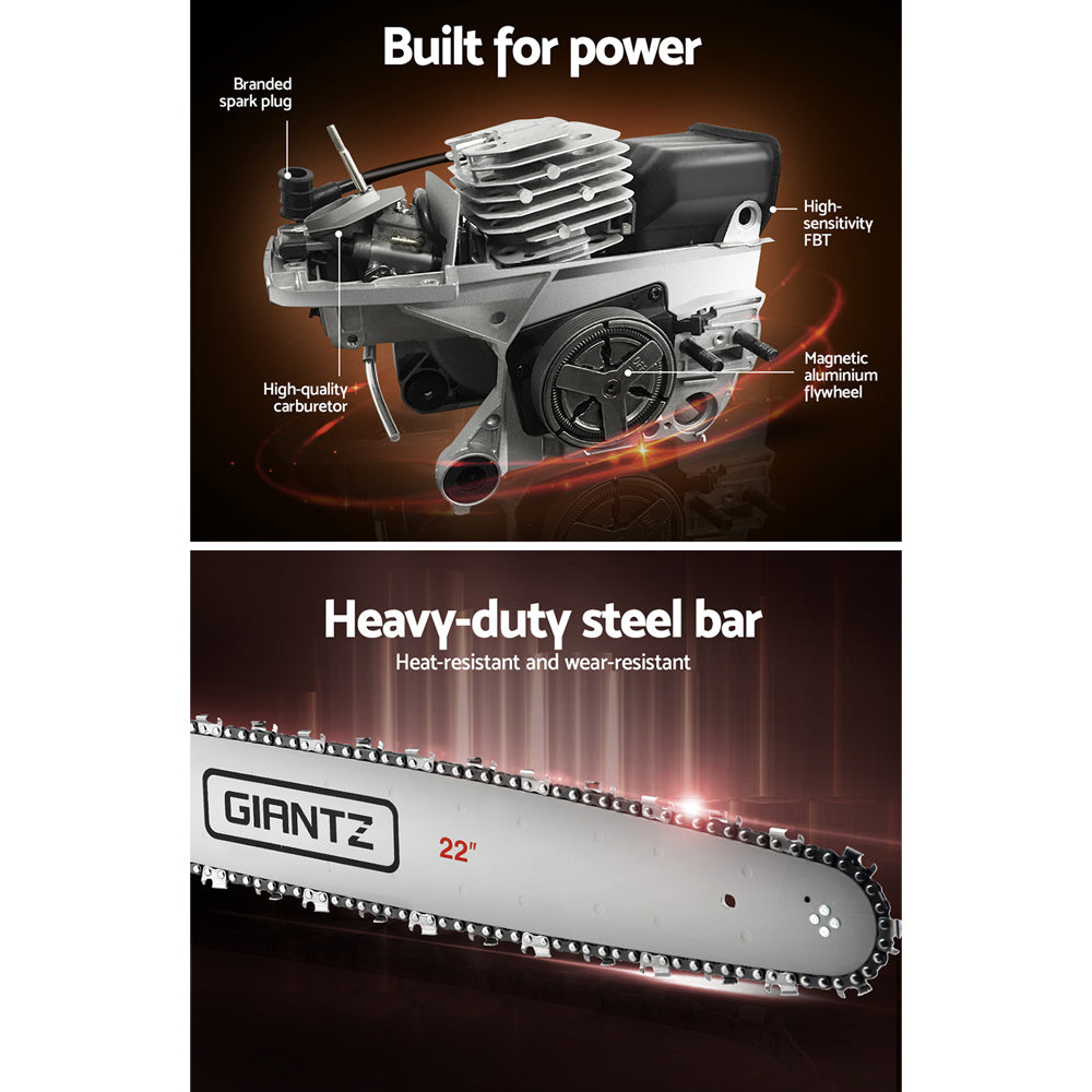 Giantz Chainsaw Petrol 58CC 22 Bar Commercial E-Start Pruning Chain Saw,Giantz Chainsaw Petrol 58CC 22 Bar Commercial E-Start Pruning Chain Saw 4.2HP
