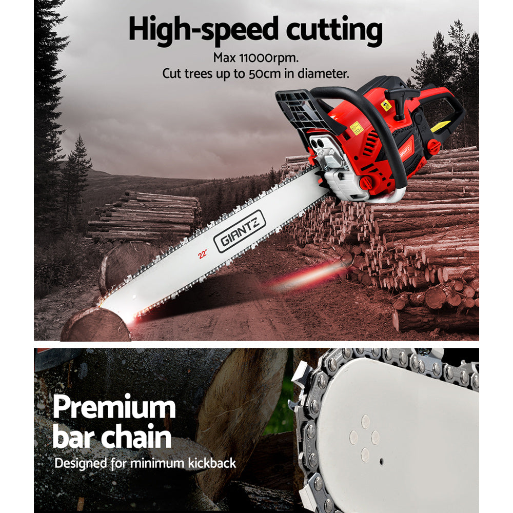 Giantz Chainsaw Petrol 58CC 22 Bar Commercial E-Start Pruning Chain Saw,Giantz Chainsaw Petrol 58CC 22 Bar Commercial E-Start Pruning Chain Saw 4.2HP