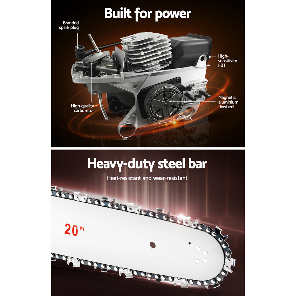 Giantz Chainsaw Petrol 52CC 20 Bar Commercial E-Start Pruning Chain Saw,Giantz Chainsaw Petrol 52CC 20 Bar Commercial E-Start Pruning Chain Saw 4.0HP