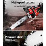 Giantz Chainsaw Petrol 52CC 20 Bar Commercial E-Start Pruning Chain Saw,Giantz Chainsaw Petrol 52CC 20 Bar Commercial E-Start Pruning Chain Saw 4.0HP - Close-Up Angle