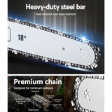 Giantz Chainsaw Petrol 45CC 18" Bar Commercial E-Start Pruning Chain Saw