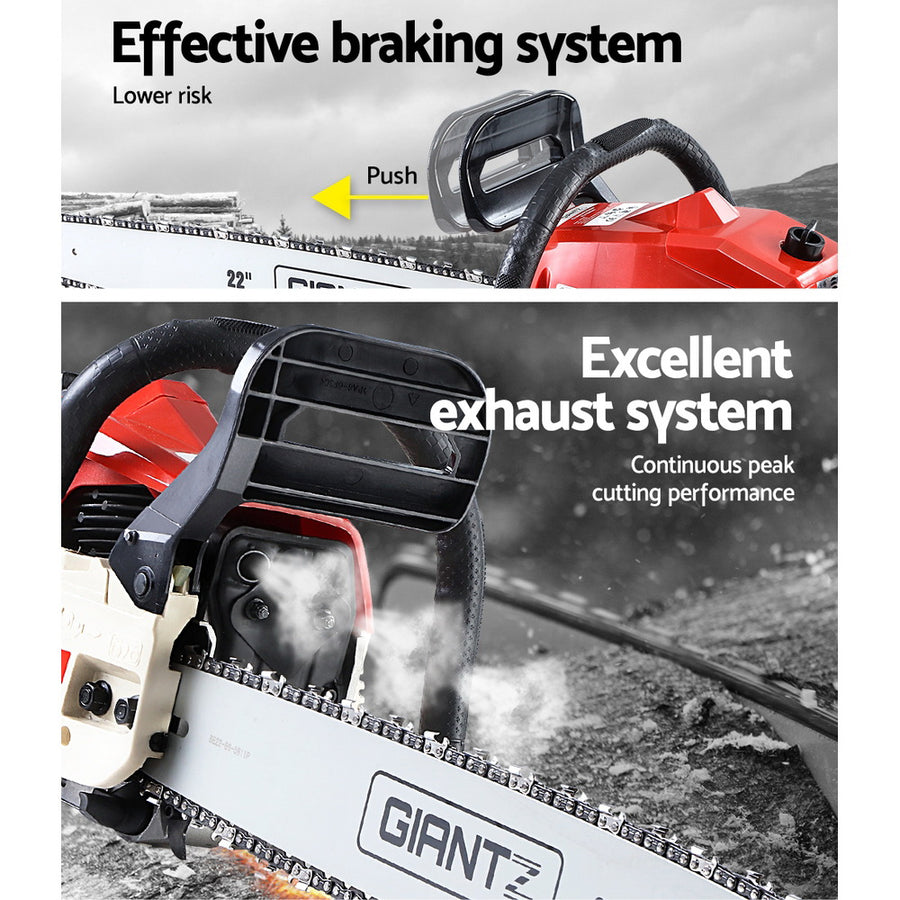 Giantz Chainsaw Petrol 45CC 18" Bar Commercial E-Start Pruning Chain Saw, image 8