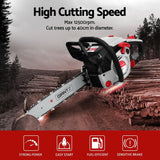 Giantz 42CC Petrol Chainsaw 16'' Bar Chain Saw Lightweight for Pruning Cutting - Top-Down View