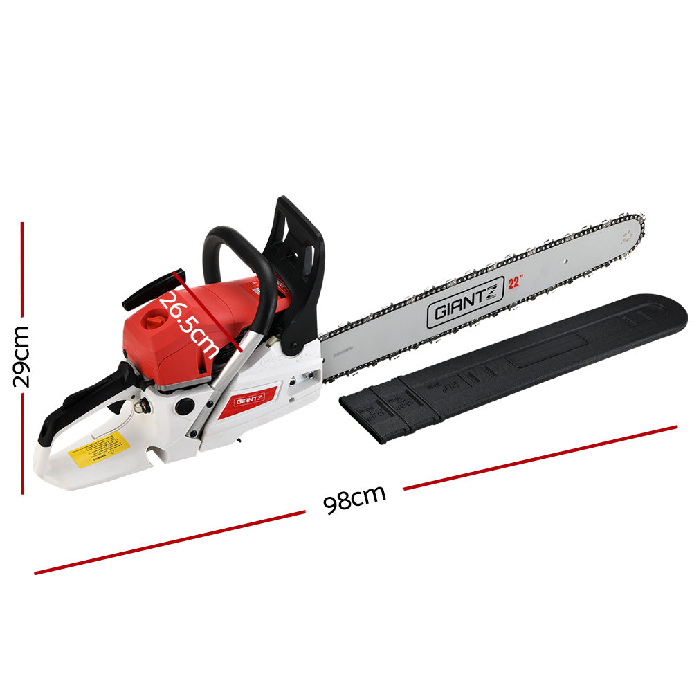Giantz Chainsaw Petrol 62CC 22 Bar Commercial E-Start Pruning Chain Saw