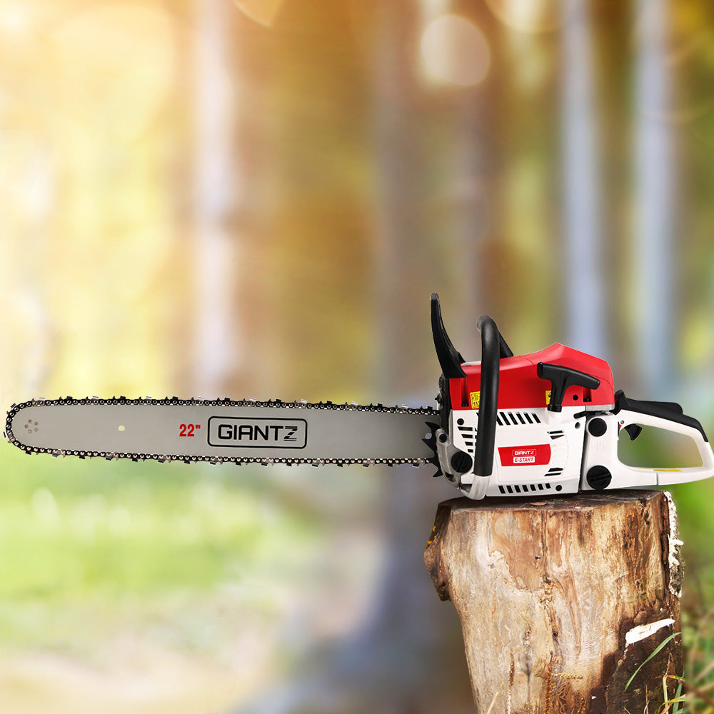 Giantz Chainsaw Petrol 62CC 22 Bar Commercial E-Start Pruning Chain Saw