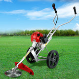 Giantz 62cc Petrol Brush Cutter Whipper Saw Trimmer 2 Stroke 3-in-1 Wheel - Low Angle