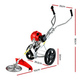 Giantz 52cc Petrol Brush Cutter Whipper Saw Trimmer 2 Stroke 3-in-1 Wheel - Side View