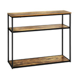 Oikiture Hall Console Table 3 Tiers Shelves Metal&Wooden