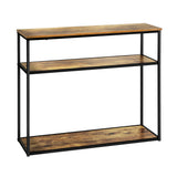 Oikiture Hall Console Table 3 Tiers Shelves Metal&Wooden - Side View