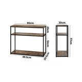 Oikiture Hall Console Table 3 Tiers Shelves Metal&Wooden