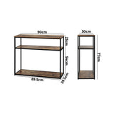 Oikiture Hall Console Table 3 Tiers Shelves Metal&Wooden - Front View
