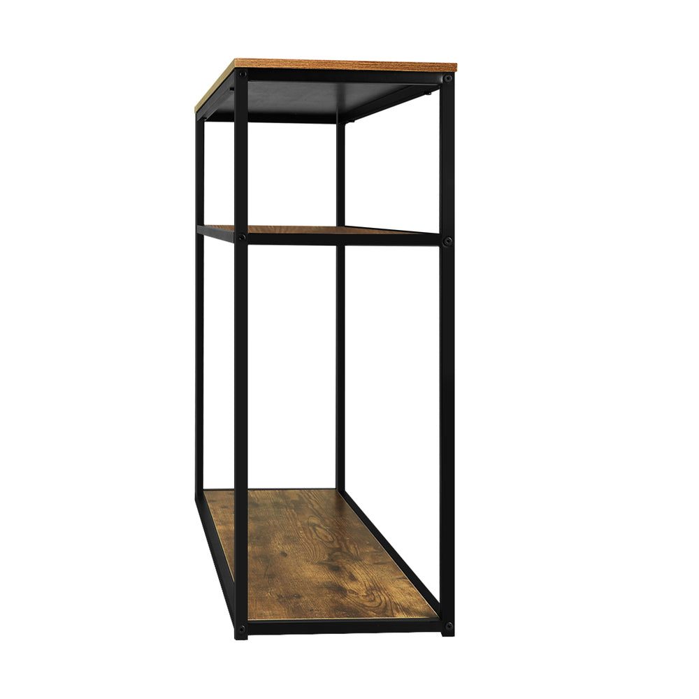 Oikiture Hall Console Table 3 Tiers Shelves Metal&Wooden
