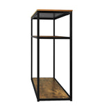 Oikiture Hall Console Table 3 Tiers Shelves Metal&Wooden - Top-Down View