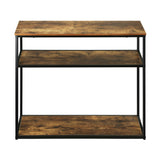 Oikiture Hall Console Table 3 Tiers Shelves Metal&Wooden