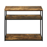 Oikiture Hall Console Table 3 Tiers Shelves Metal&Wooden - 45-Degree Angle