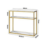 Oikiture Console Table Metal Frame 3-tier White&Gold