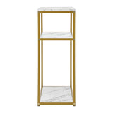 Oikiture Console Table Metal Frame 3-tier White&Gold