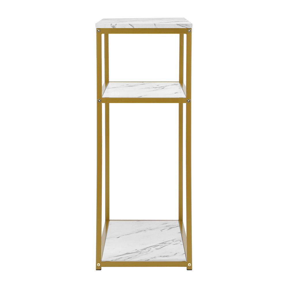 Oikiture Console Table Metal Frame 3-tier White&Gold