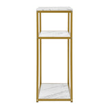 Oikiture Console Table Metal Frame 3-tier White&Gold - Rear View