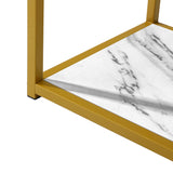 Oikiture Console Table Metal Frame 3-tier White&Gold - Front View