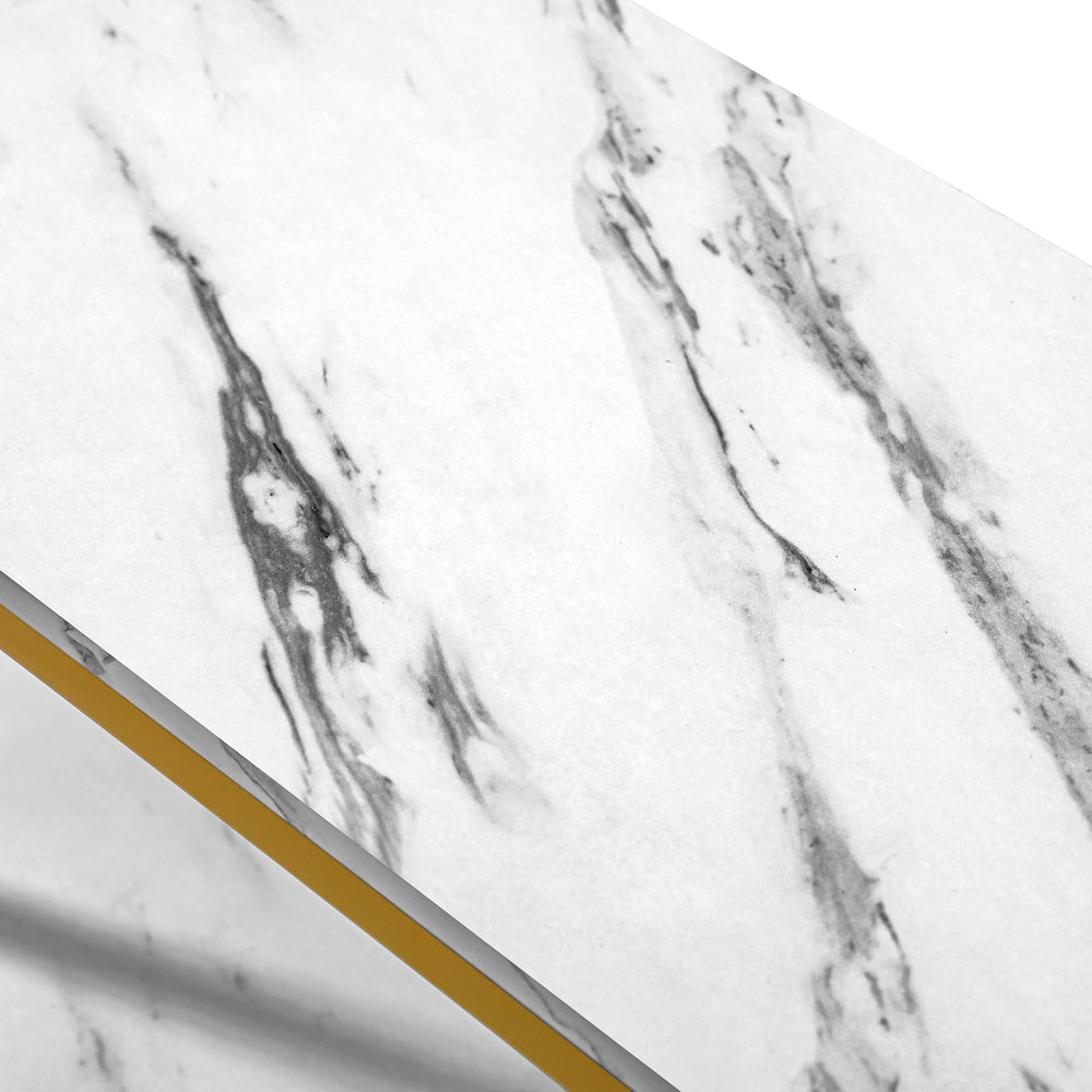 Oikiture Console Table Metal Frame 3-tier White&Gold