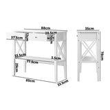 Oikiture Console Table Wooden Hallway Display Stand - Rear View