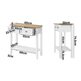 Oikiture Console Table Hallway 2 Drawers Display Shelf - Side View