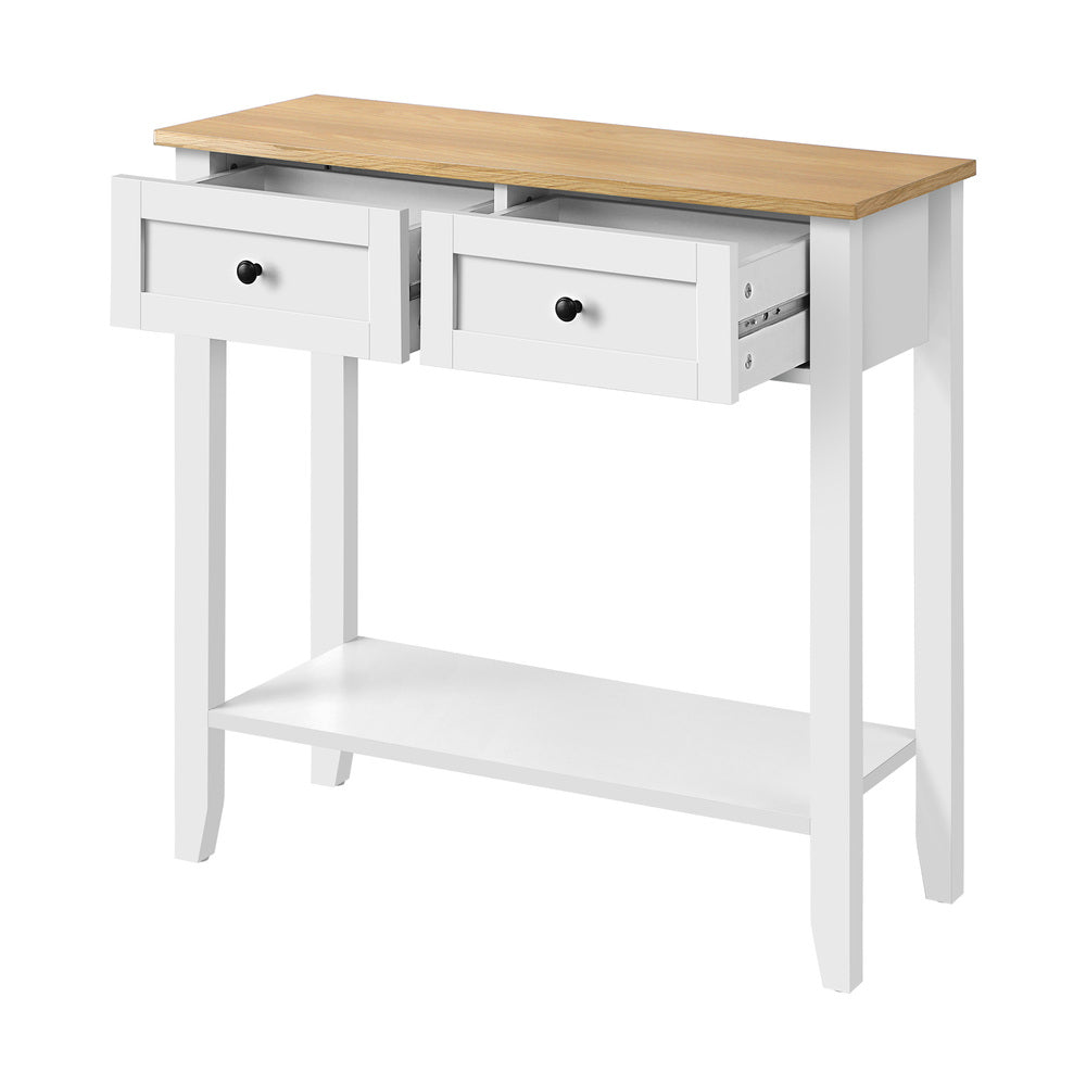 Oikiture Console Table Hallway 2 Drawers Display Shelf