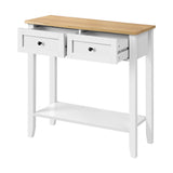 Oikiture Console Table Hallway 2 Drawers Display Shelf - Rear View