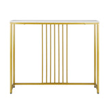Oikiture Console Table Marble-like Tabletop Steel Frame