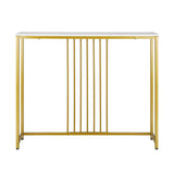 Oikiture Console Table Marble-like Tabletop Steel Frame - Low Angle