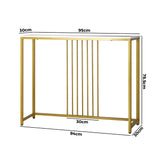 Oikiture Console Table Marble-like Tabletop Steel Frame - Front View