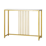 Oikiture Console Table Marble-like Tabletop Steel Frame