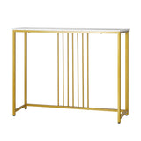 Oikiture Console Table Marble-like Tabletop Steel Frame - Side View